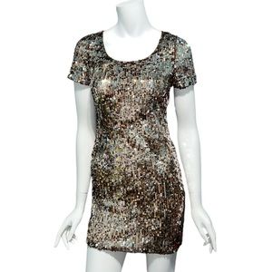 Forever 21 Bronze & Silver Sequin Mini Dress Small NEW W/TAGS